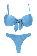 Load image into Gallery viewer, Product Front: Rio De Sol Set Set Shimmer-Baltic-Sea Bandeau-Knot Nice-Fio
