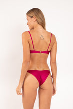 Load image into Gallery viewer, Model Back: Rio De Sol Bottom Bottom Shimmer-Desejo Cheeky-Tie-Gold