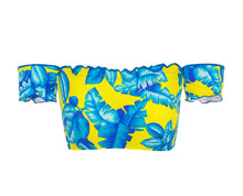 Load image into Gallery viewer, Product Front: Rio De Sol Top Top Palmeira Azul Off Shoulder