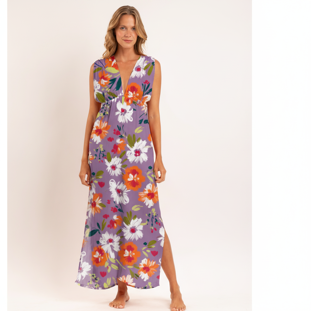 Garden-Flower Long Dress Soleil