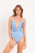 Load image into Gallery viewer, Model Front: Rio De Sol One-Piece Shimmer-Baltic-Sea New Vegas
