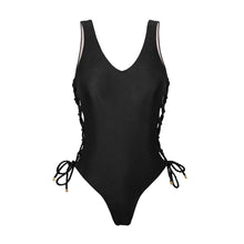 Load image into Gallery viewer, Product Front: Rio De Sol One-Piece Shimmer-Black Zoe
