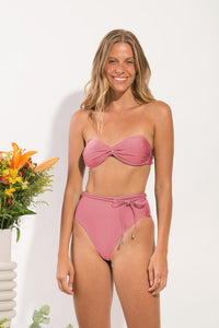 Model Front: Rio De Sol Set Set Shimmer-Confetti Twist Belted-High-Waist
