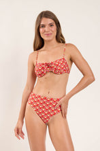 Load image into Gallery viewer, Model Front: Rio De Sol Top Top Floral-Scales Balconet-Tie
